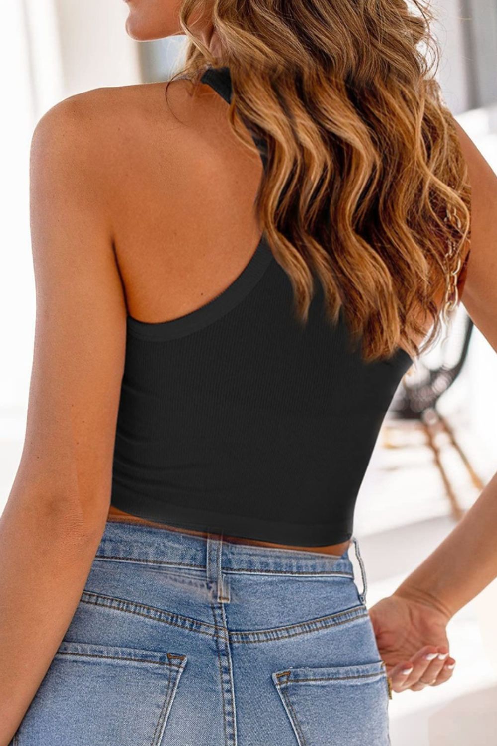 Quarter Snap Wide Strap Crop Top Tank