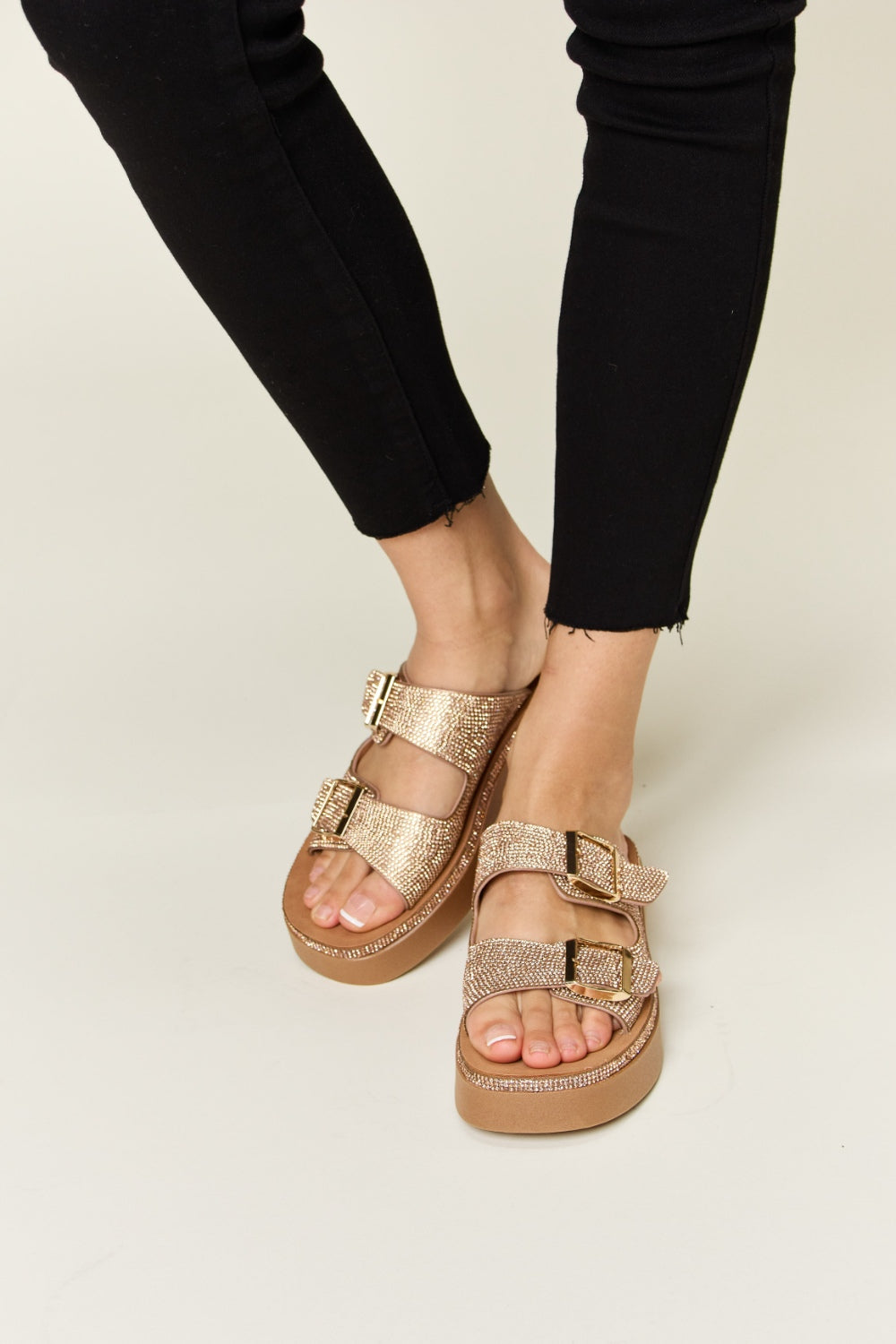 Forever Link Rhinestone Buckled Sandal