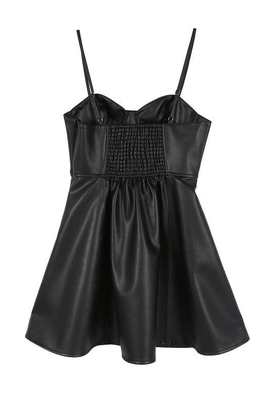 Vegan Leather Bustier Mini Dress - Dresses