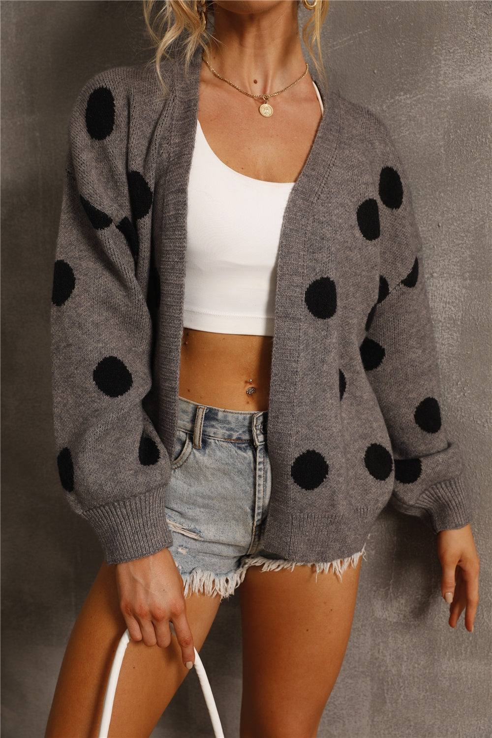 Polka Dot Open Front Cardigan