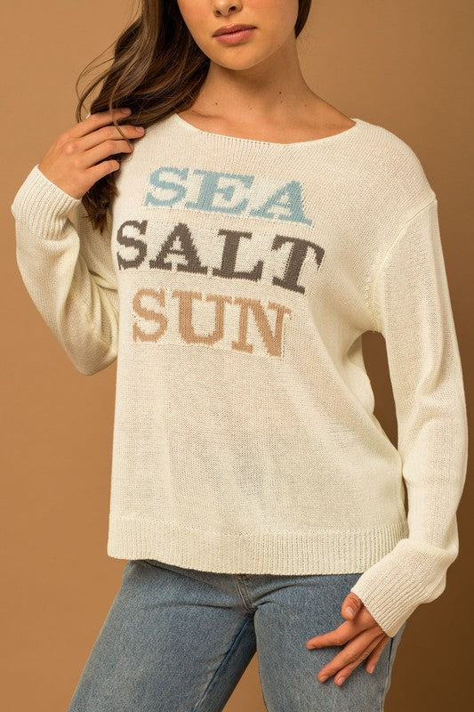 Gilli Round Neck Long Sleeve Sea Salt Sun Sweater