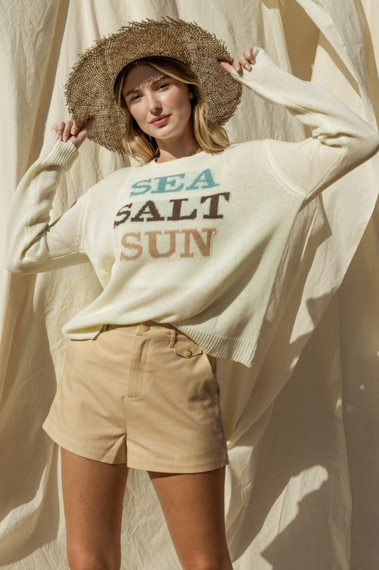 Gilli Round Neck Long Sleeve Sea Salt Sun Sweater