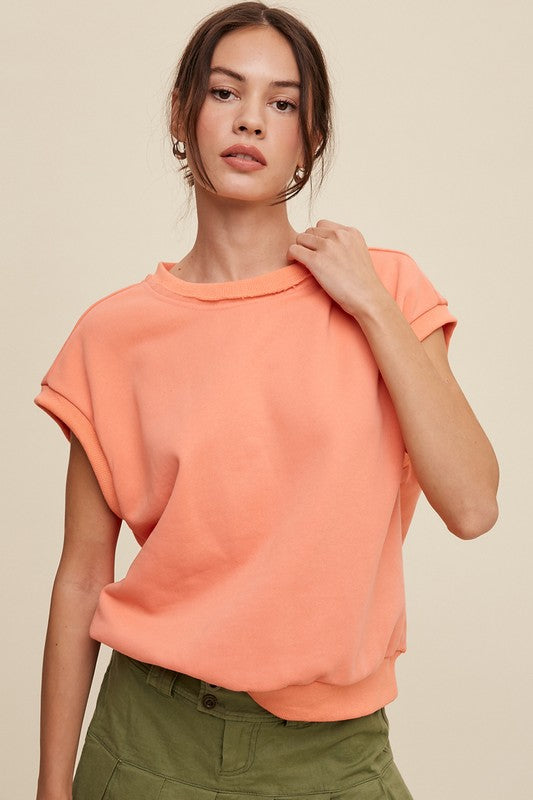 Listicle Short Sleeve Boxy Crew Neck Sweat Top