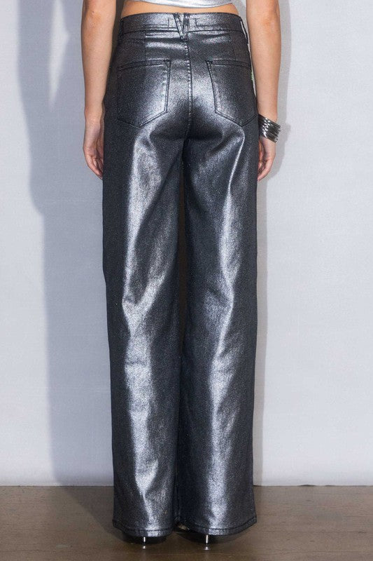 Vibrant M.i.U Metallic High Rise Wide Pants