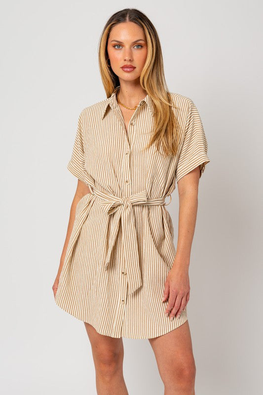 Gilli Half Sleeve Button Down Shirt Dress