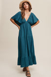 Listicle V-neck Ruffle Sleeve Flowy Maxi Dress