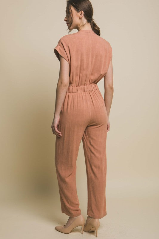 Love Tree V-Neck Pocketed Jumpsuit