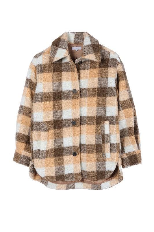 Plaid Sherpa Jacket with pockets - Jacket