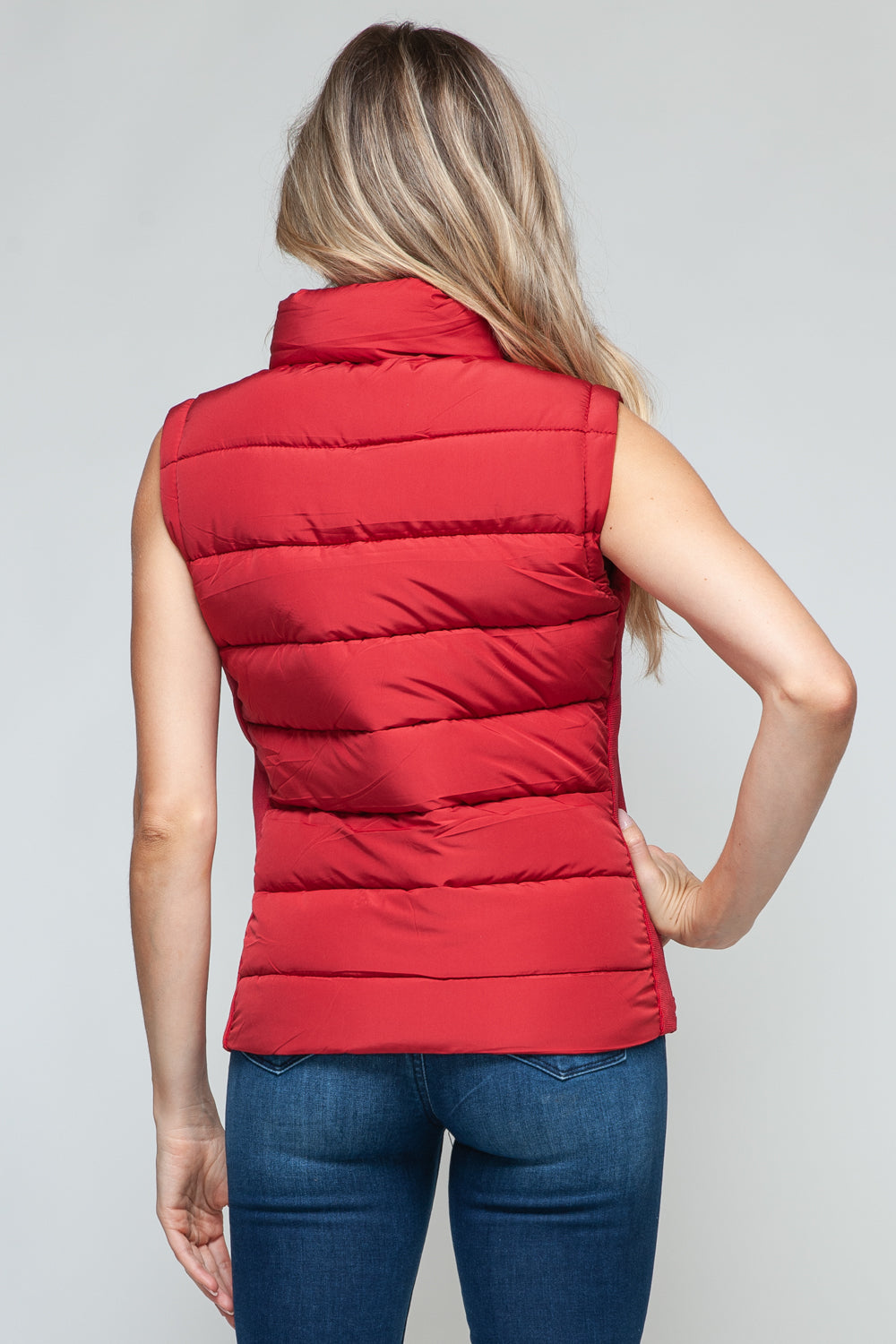 Snobbish Zip Up Turtleneck Puffer Vest with Pockets