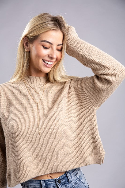 Ambiance Apparel Mock Neck Pullover Sweater