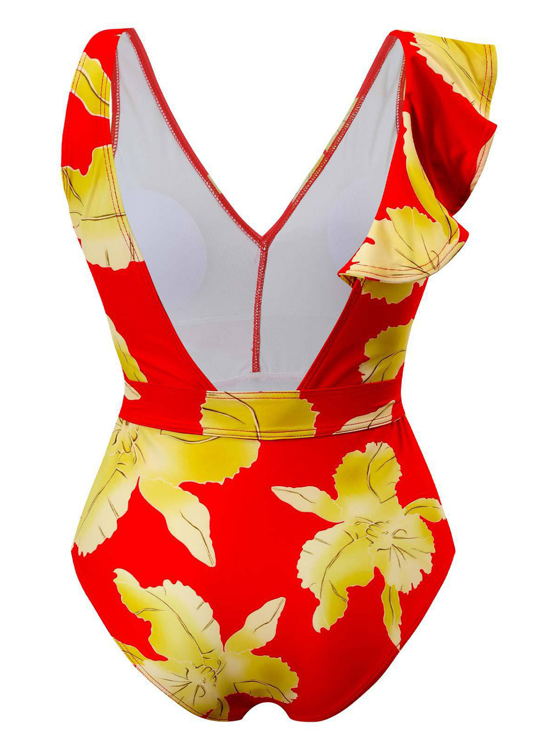 Tied Printed V-Neck Sleeveless One-Piece Swimsuit