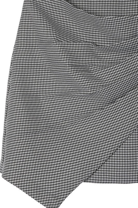 Lilou Houndstooth Shirred Wrap Mini Skirt