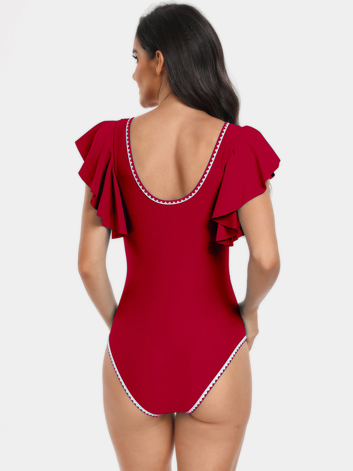 Plunge Cap Sleeve One-Piece Swimsuit