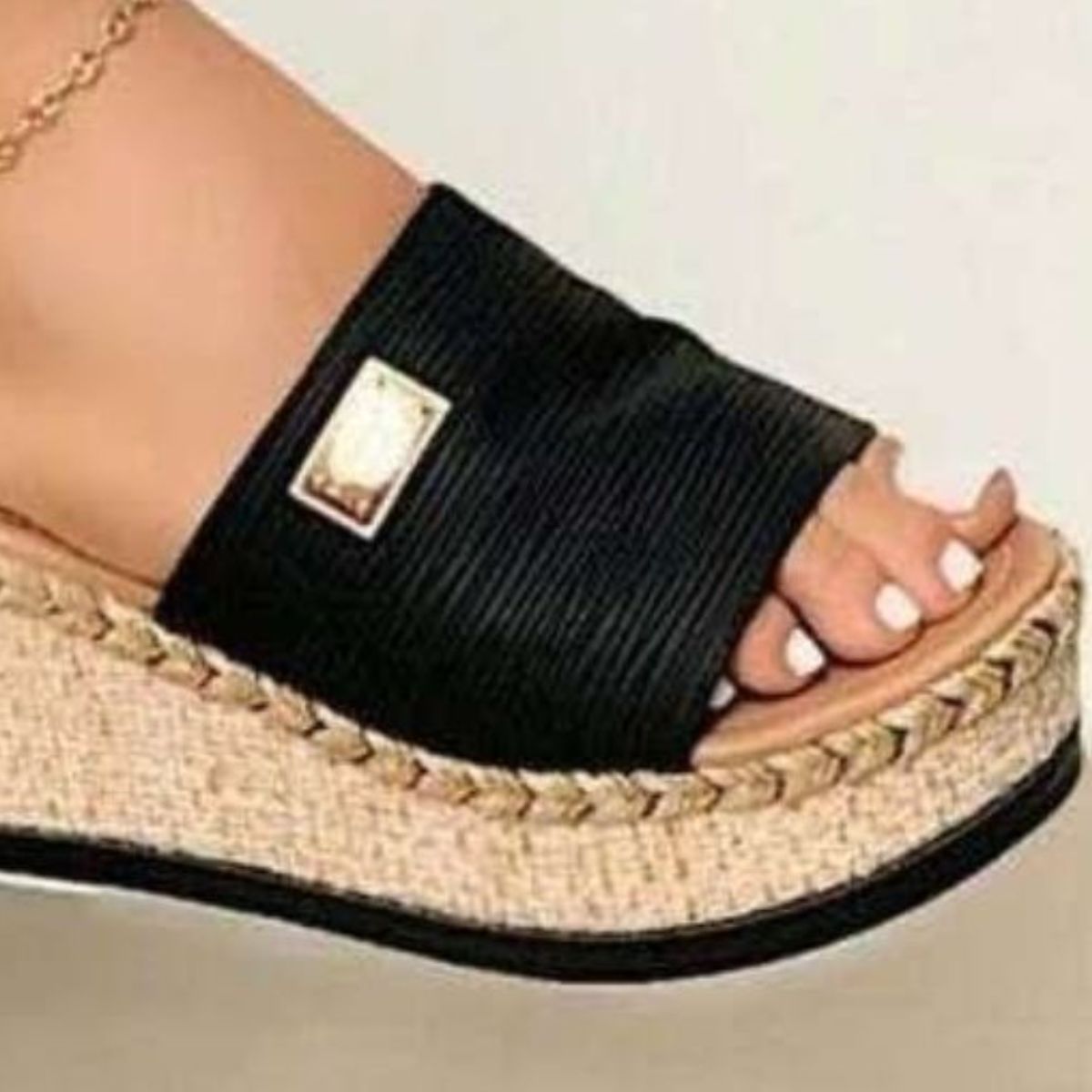 PU Leather Open Toe Wedge