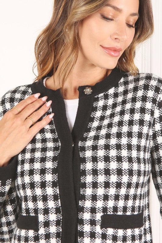 Lilou Black Check Knitted Jacket