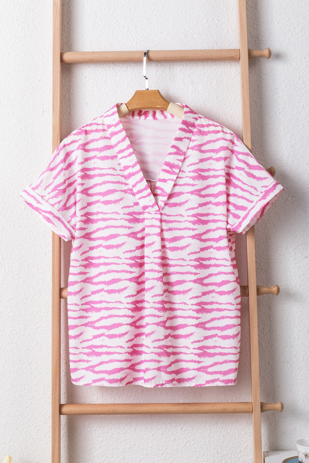 Zebra V-Neck Short Sleeve Top