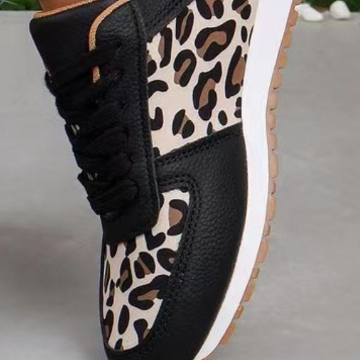 Tied Leopard PU Leather Sneakers