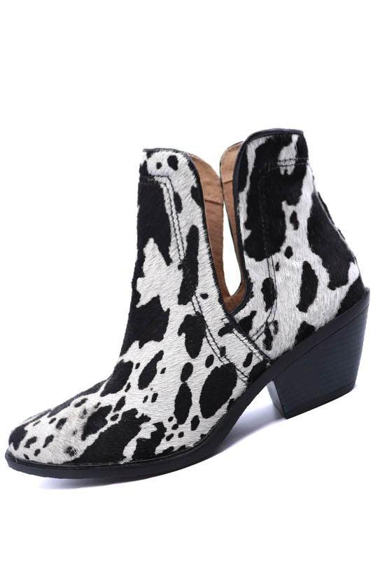 Western Cut Out Animal Hair Booties - Boots