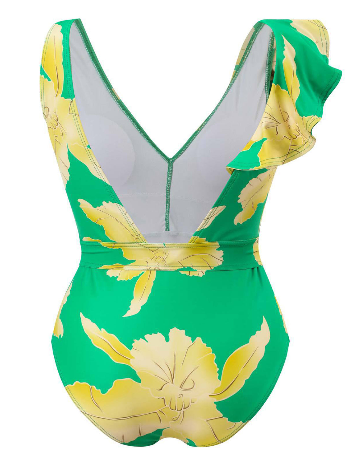 Tied Printed V-Neck Sleeveless One-Piece Swimsuit