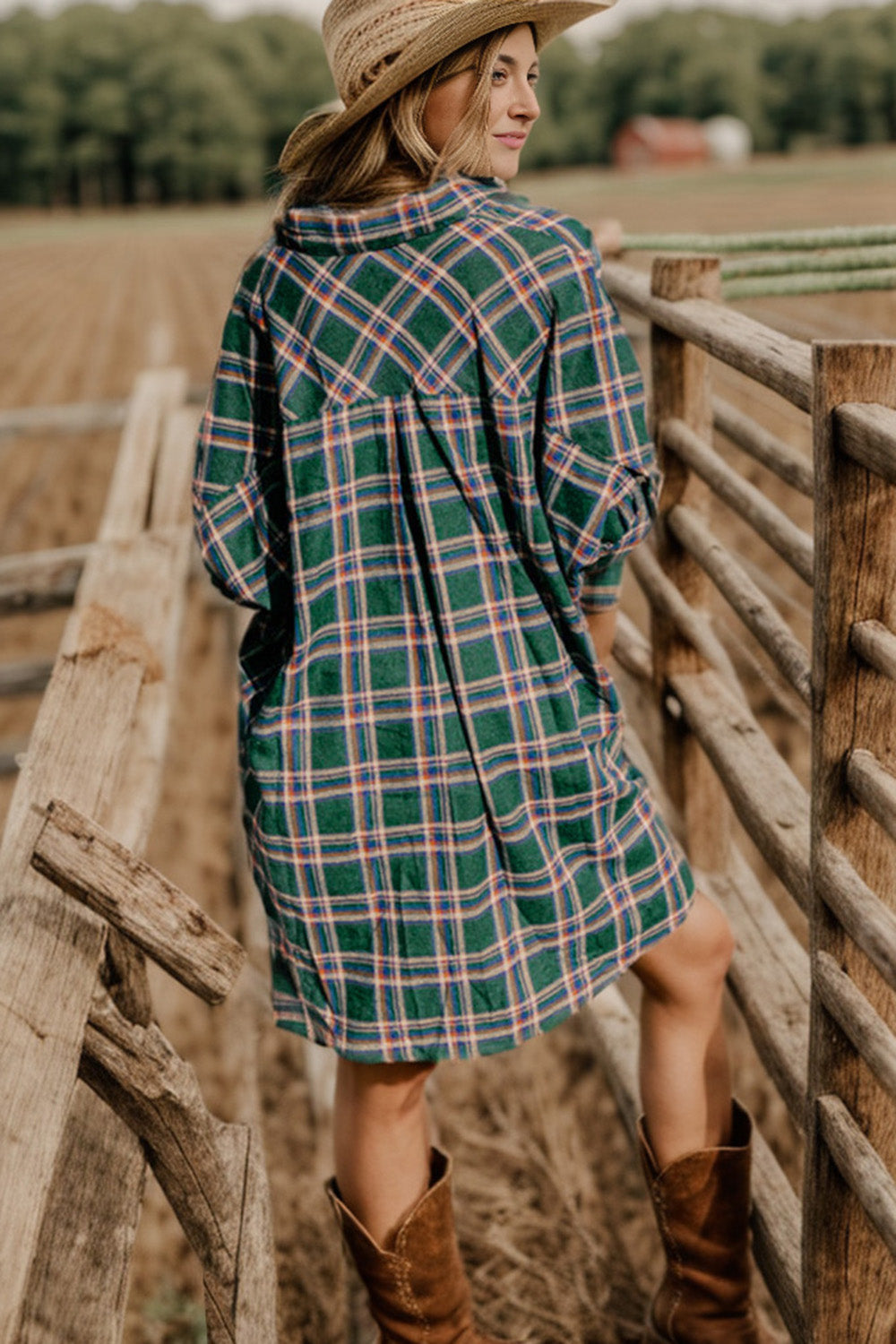 Plaid Button Up Collared Neck Mini Shirt Dress