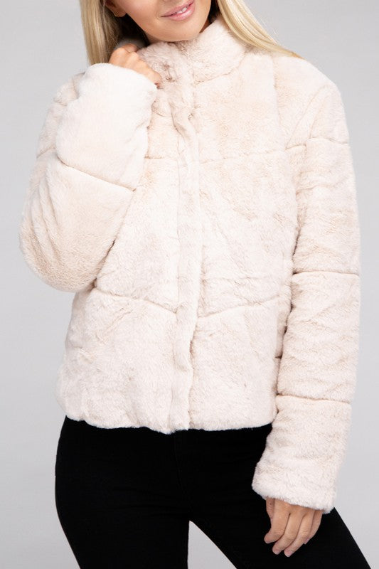 Ambiance Apparel Fluffy Zip-Up Sweater Jacket