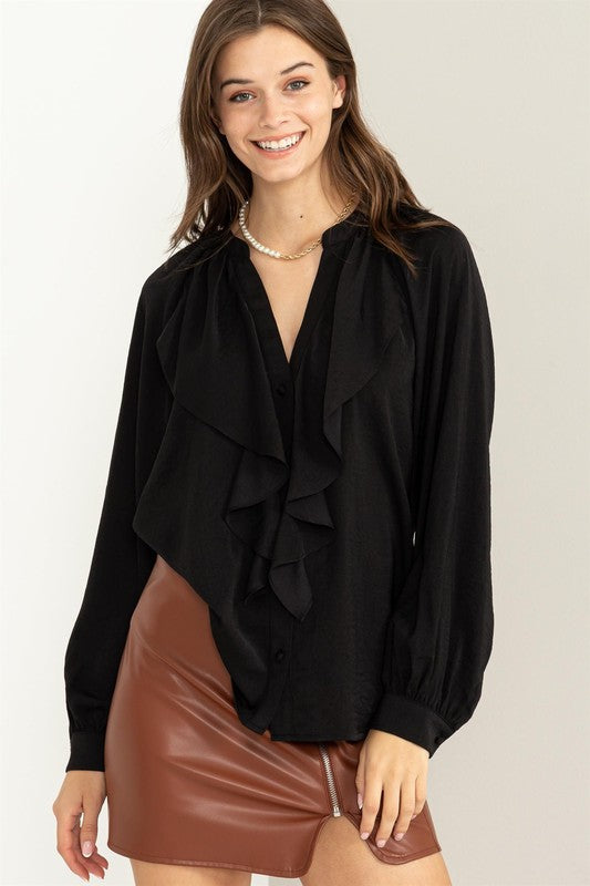 HYFVE Long Sleeve Ruffle Blouse