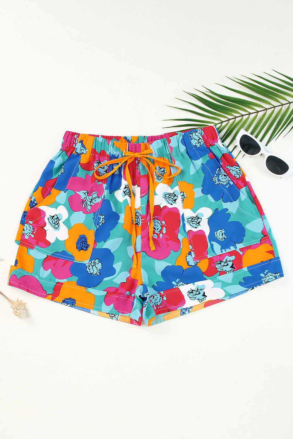 Floral Drawstring High Waist Shorts