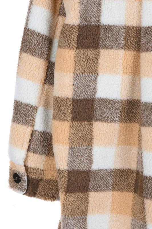 Plaid Sherpa Jacket with pockets - Jacket