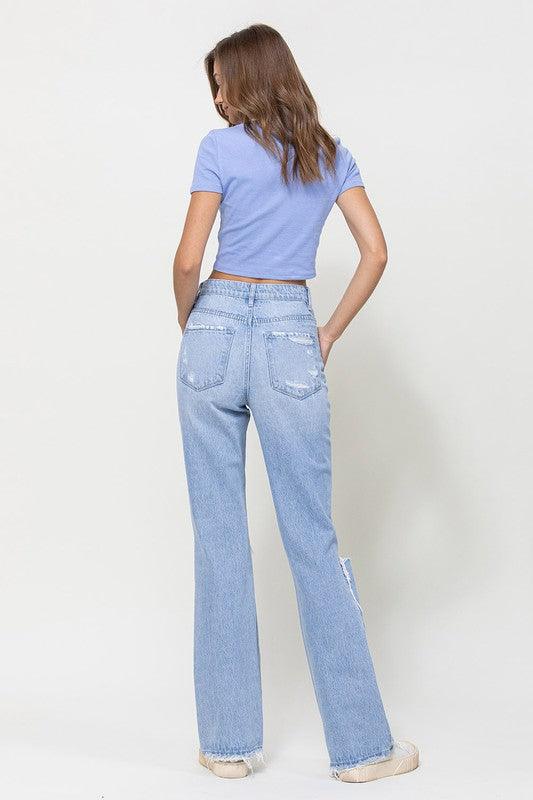 Distressed 90's Vintage Flare High Rise Jeans - Jeans