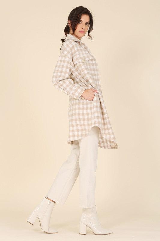 Plaid Long Shacket - Jacket