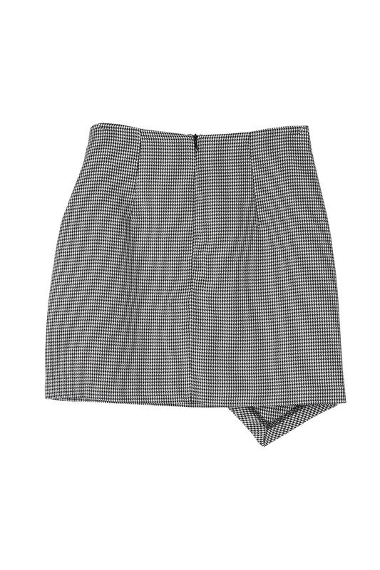 Lilou Houndstooth Shirred Wrap Mini Skirt