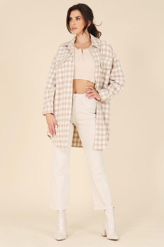 Plaid Long Shacket - Jacket