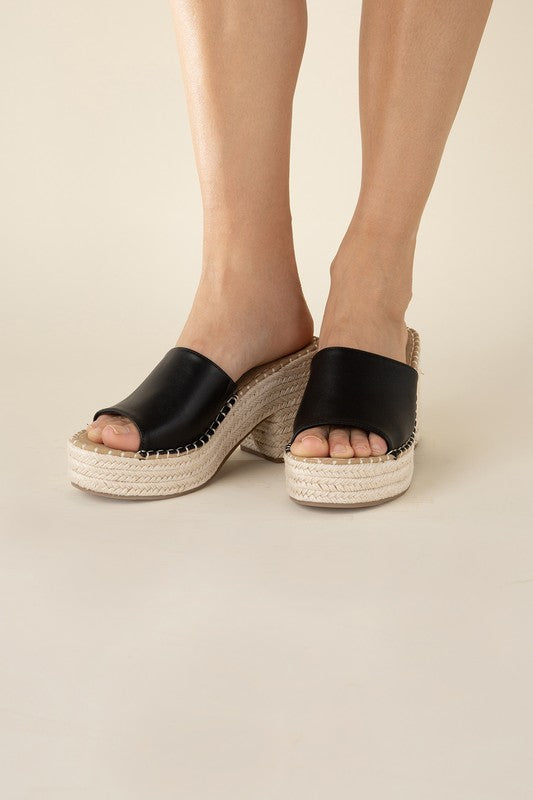 LOCK-1 Espadrille Mule Heels