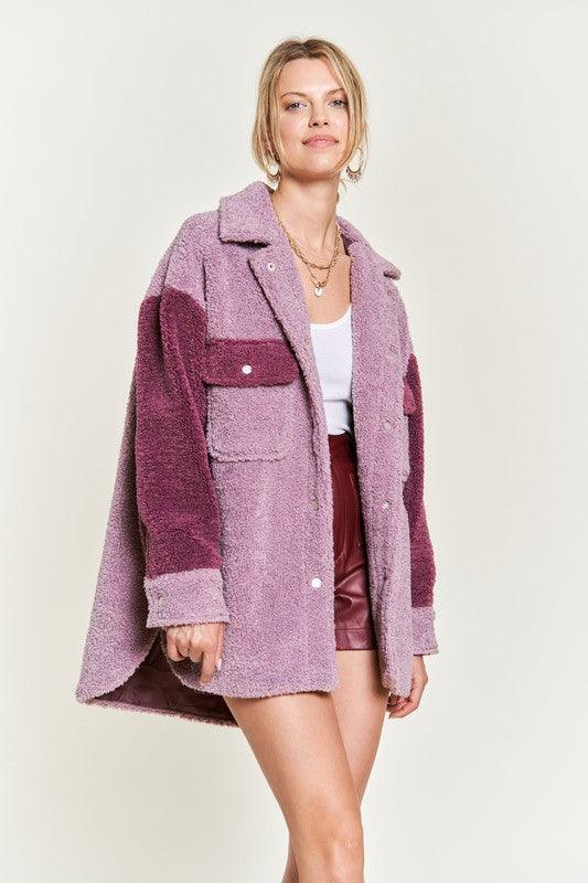 Color Block Sherpa Jacket - Jacket