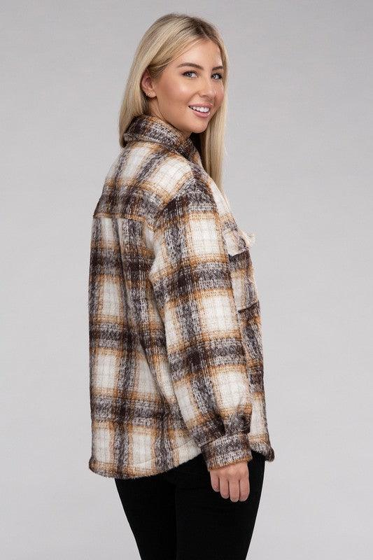 Cozy Plaid Flannel Shacket - Jacket