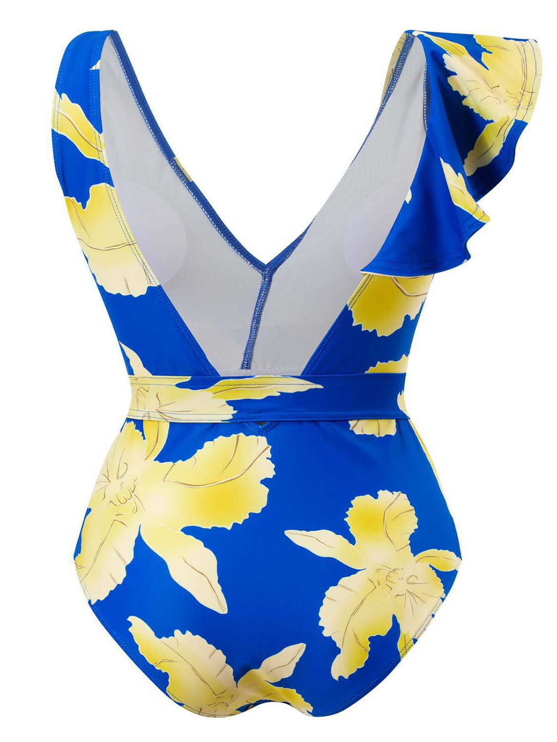 Tied Printed V-Neck Sleeveless One-Piece Swimsuit