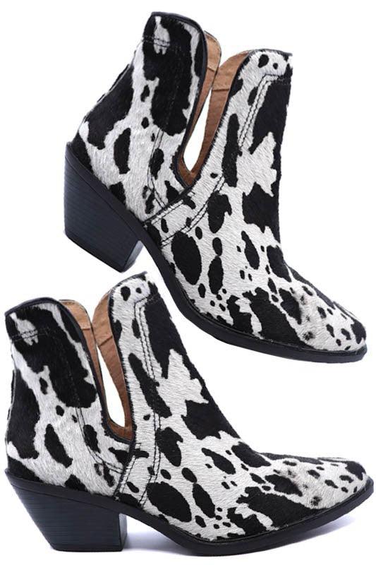 Western Cut Out Animal Hair Booties - Boots