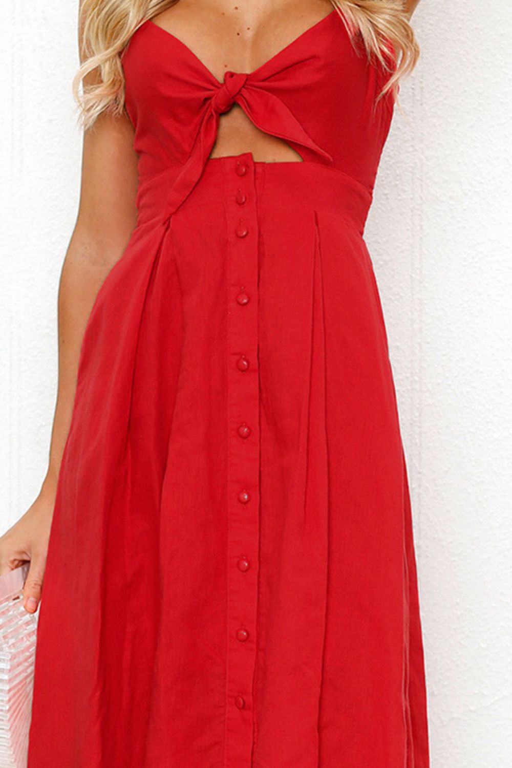 Cutout Smocked Sweetheart Neck Midi Cami Dress