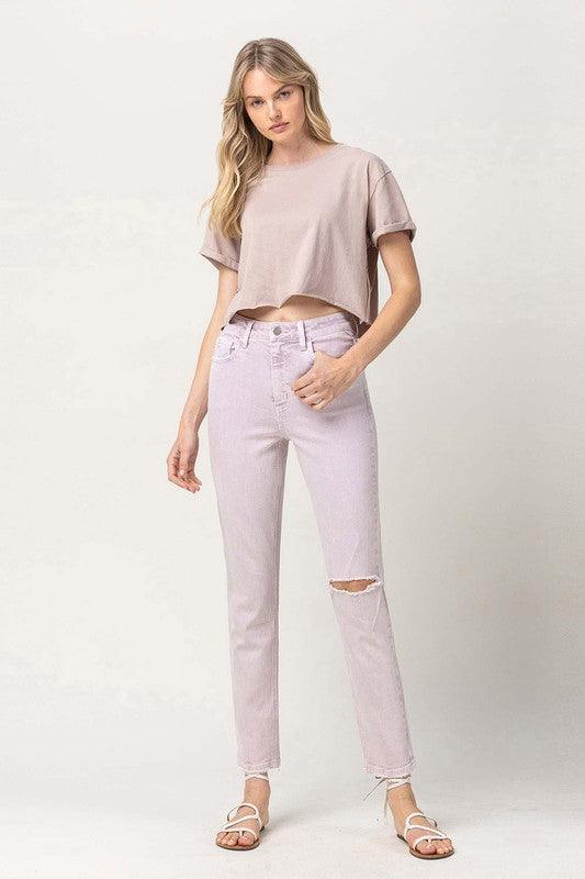 High Rise Stretch Mom Jeans - Jeans