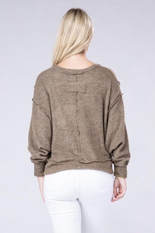 Brushed Melange Hacci Oversized Sweater - Sweater