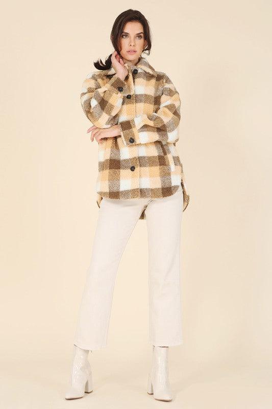 Plaid Sherpa Jacket with pockets - Jacket