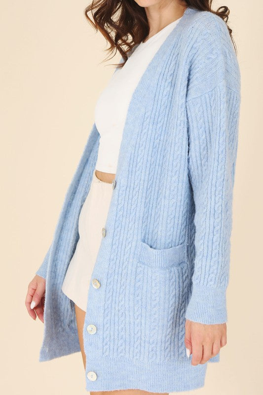 Lilou Wool Blended Cable Knitted Cardigan