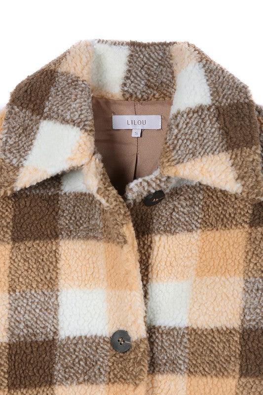 Plaid Sherpa Jacket with pockets - Jacket