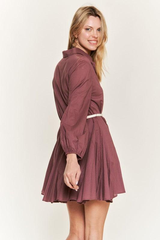 SOLID FLARE SHIRT DRESS KRD4190 - Dresses