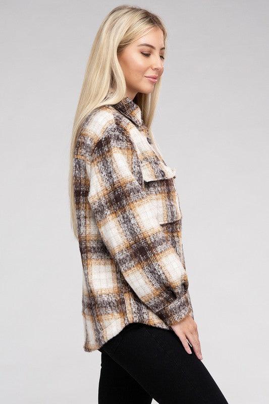 Cozy Plaid Flannel Shacket - Jacket