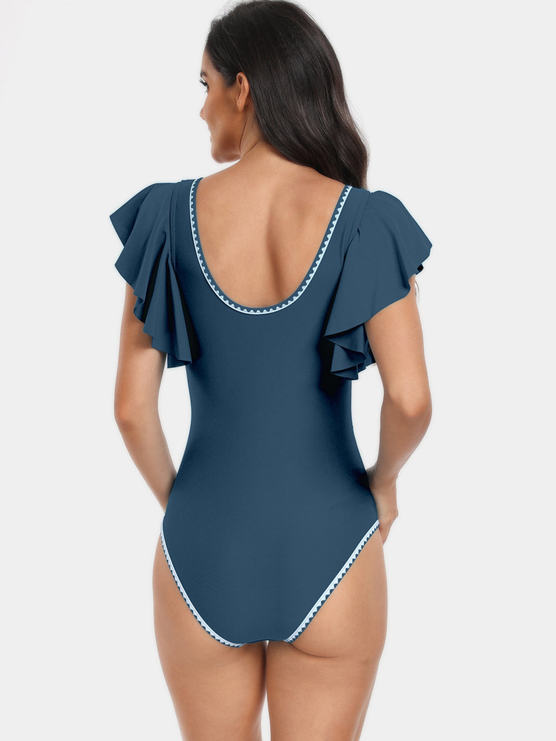 Plunge Cap Sleeve One-Piece Swimsuit