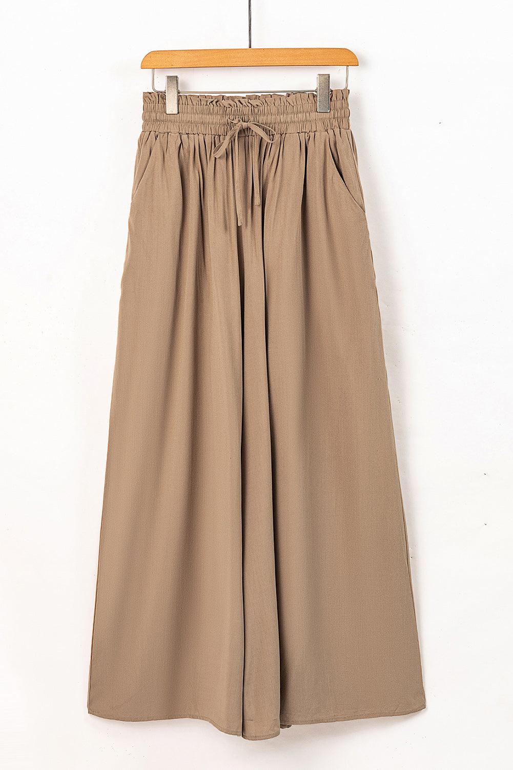 Drawstring Waist Wide Leg Pants - Pant