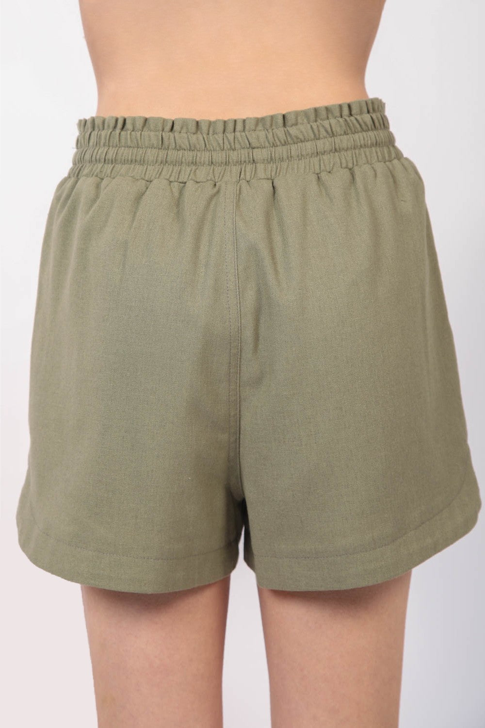 VERY J Drawstring Elastic Waist Linen Shorts