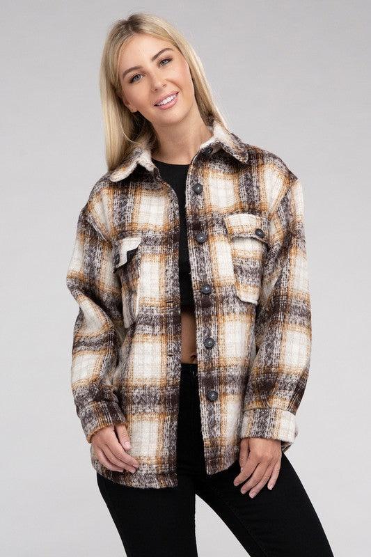 Cozy Plaid Flannel Shacket - Jacket