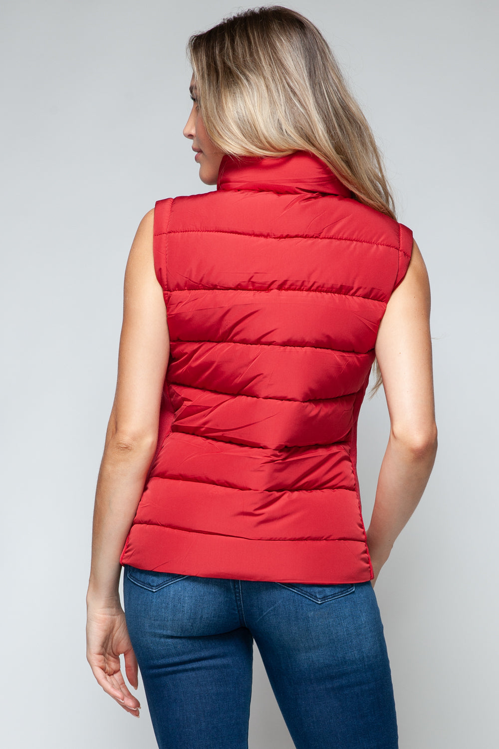 Snobbish Zip Up Turtleneck Puffer Vest with Pockets